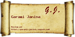 Garami Janina névjegykártya